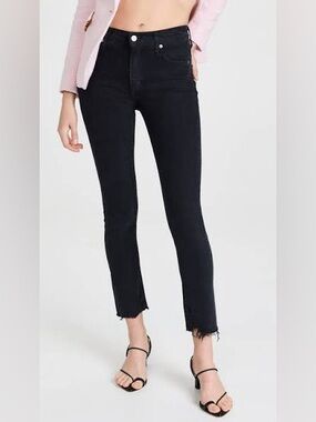 Agolde Toni Mid Rise Slim Straight Ankle Jeans in "Feral" Washed Black | Size 26